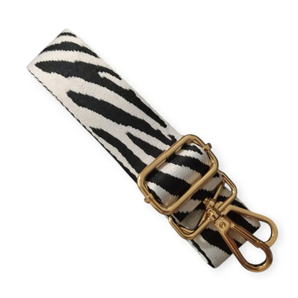 Ιμάντας λουρί τσάντας σχέδιο  zebra βαμβακερό ρυθμιζόμενο 140 cm × 4 cm - Image 1